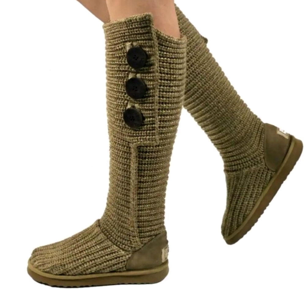 UGG Cardi Gray Knit Button Boots